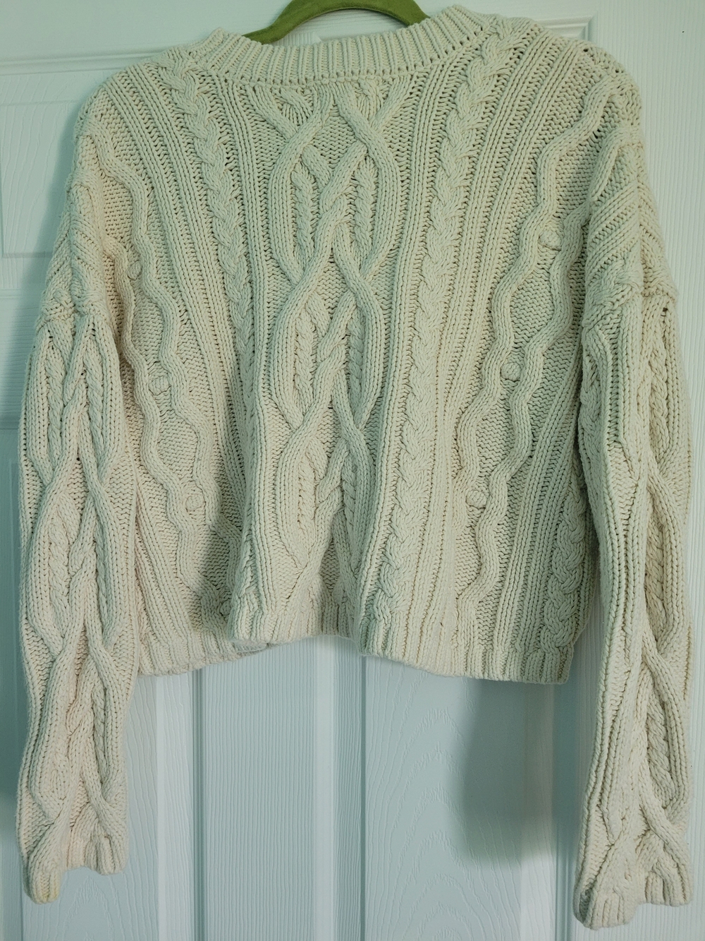 Soho And Stella Cable Knit Cropped Cream Women's Sweater